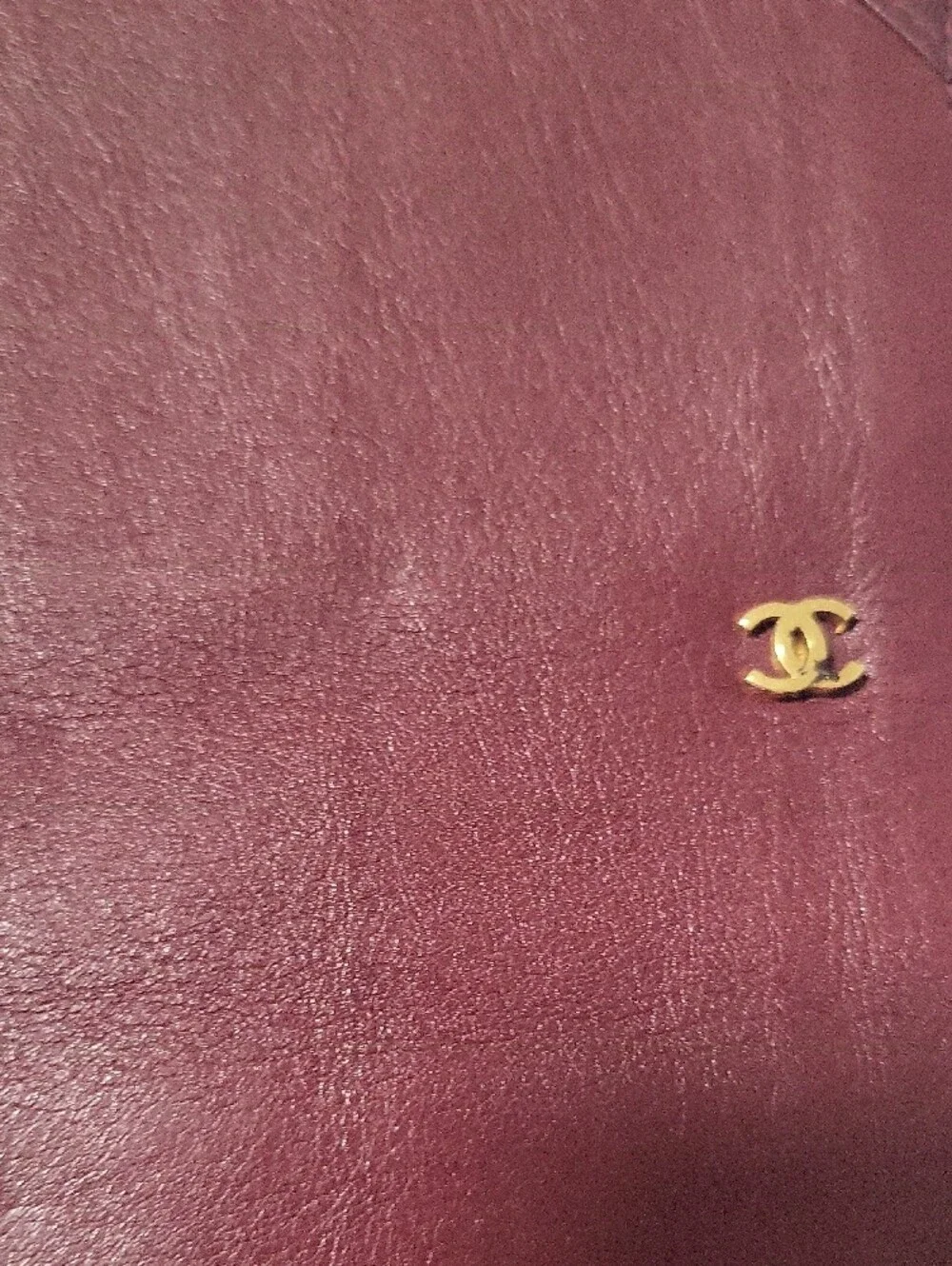 CHANEL Burgundy Leather Document Portfolio with Gold CC Accent